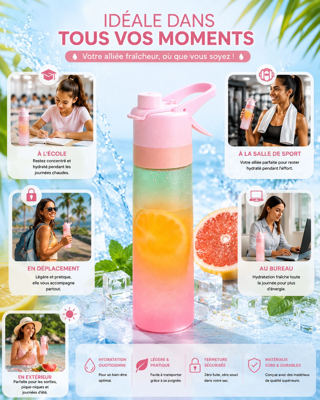 HydraMint™ Bottle – Édition Pink Summer